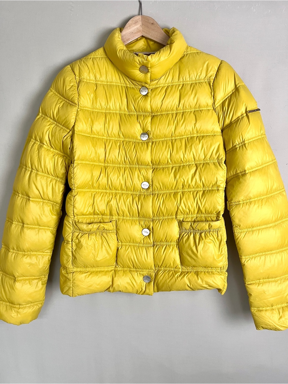 LIU-JO Yellow Down Puffer Jacket 90% Down Quilted Snap Front